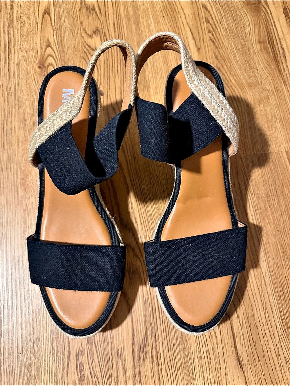 MIA Espadrille Wedge Sandal Black & Cream US 9.5